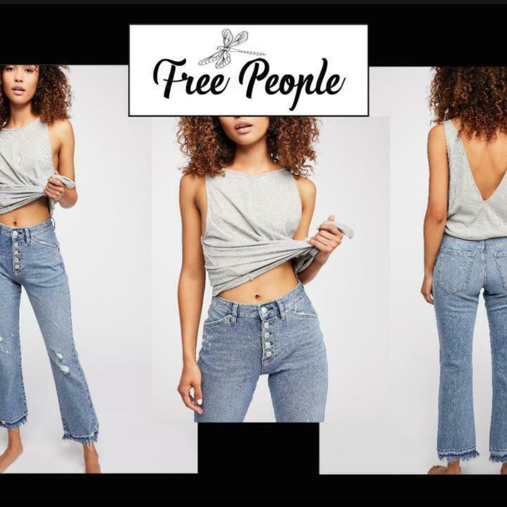We the Free by FREE PEOPLE The Dylan High-Rise Cropped Blue Jeans SIZE 29